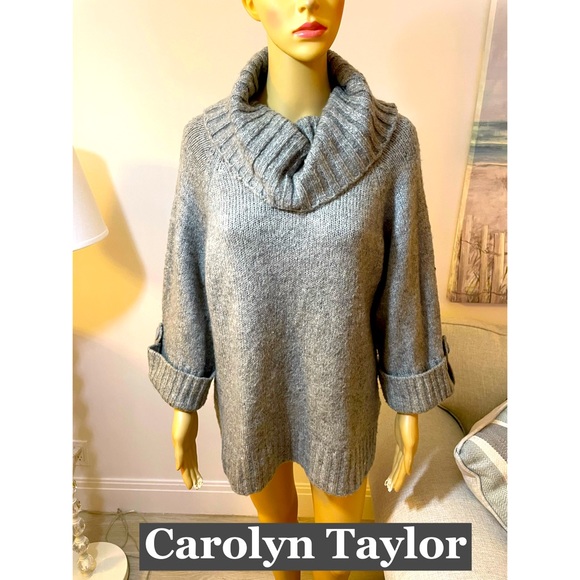Carolyn Taylor Sweaters - Carolyn Taylor Gray Cowl Neck Sweater Sz XL